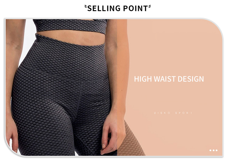 Honeycomb Peach Hip Cycling Suitwear Women High Waist Yoga Sets