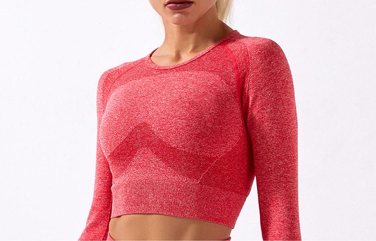 High Quality Women Workout Fitness Long Sleeves Pink Yoga Top Yoga Short Sets For Gym